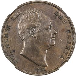 GREAT BRITAIN: William IV, 1830-1837, AE penny, 1831. NGC AU50