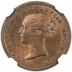GREAT BRITAIN: Victoria, 1837-1901, AE 1/2 farthing, 1856. NGC MS64