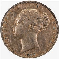 GREAT BRITAIN: Victoria, 1837-1901, AE farthing, 1849. NGC AU55