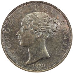 GREAT BRITAIN: Victoria, 1837-1901, AE halfpenny, 1853. NGC MS64