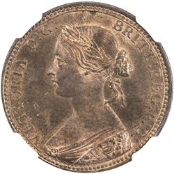 GREAT BRITAIN: Victoria, 1837-1901, AE halfpenny, 1860. NGC MS65