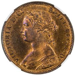 GREAT BRITAIN: Victoria, 1837-1901, AE halfpenny, 1876-H. NGC PF64