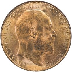 GREAT BRITAIN: Edward VII, 1901-1910, AE penny, 1905. NGC MS64