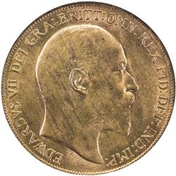 GREAT BRITAIN: Edward VII, 1901-1910, AE penny, 1909. NGC MS64