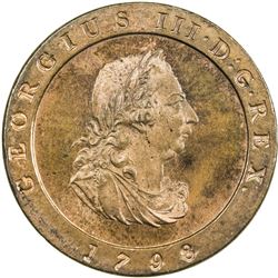 ISLE OF MAN: George III, 1760-1820, AE halfpenny, 1798, proof