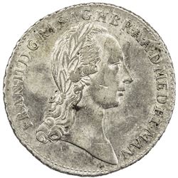 MILAN: Francesco II, 1792-1797, AR 1/2 lira (3.10g), 1792. AU
