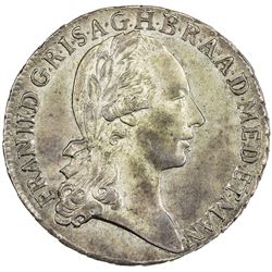 MILAN: Francesco II, 1792-1797, AR lira (6.22g), 1792. UNC