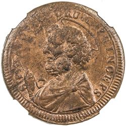 PAPAL STATES: Pius VI, 1775-1799, AE 2 1/2 baiocchi, Viterbo, 1796. NGC MS63