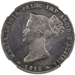 PARMA: Maria Luigia, 1815-1847, AR 5 lire, 1815, KM-30, NGC graded EF45