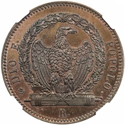 ROMAN REPUBLIC: Second Republic, 1848-1849, AE 3 baiocchi, 1849-R. NGC MS65