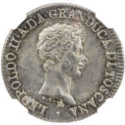 TUSCANY: Leopoldo II, 1st reign, 1824-1848, AR fiorino (6.84g), 1826. NGC MS65