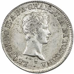 TUSCANY: Leopoldo II, 1st reign, 1824-1848, AR fiorino, 1840. EF-AU
