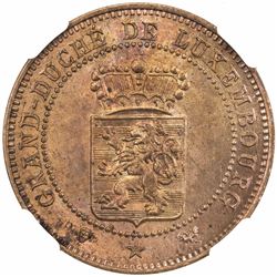 LUXEMBOURG: Willem III, 1849-1890, AE 5 centimes, 1889. NGC MS64