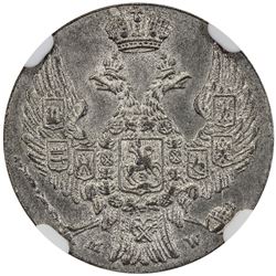 POLAND: Nicholas I, Czar of Russia, 1825-1855, AR 10 groszy, 1840-WW. NGC MS64