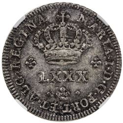 PORTUGAL: Maria I, 1786-1799, AR 80 reis, ND. NGC MS64