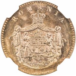 ROMANIA: Carol I, prince, 1866-1881, AE 2 bani, 1867-HEATON. NGC MS66