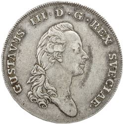 SWEDEN: Gustav III, 1771-1792, AR riksdaler, 1775. VF
