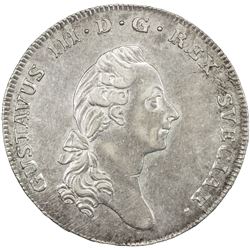 SWEDEN: Gustav III, 1771-1792, AR riksdaler, 1777. EF