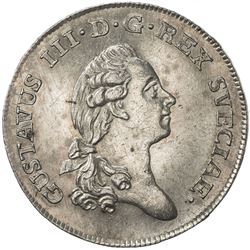 SWEDEN: Gustav III, 1771-1792, AR 1/3 riksdaler, 1784. AU