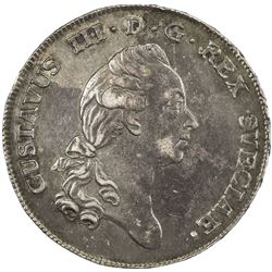 SWEDEN: Gustav III, 1771-1792, AR 2/3 riksdaler, 1778. VF-EF