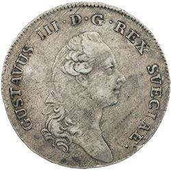 SWEDEN: Gustav III, 1771-1792, AR riksdaler, 1783. VF