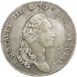 SWEDEN: Gustav III, 1771-1792, AR riksdaler, 1791. EF