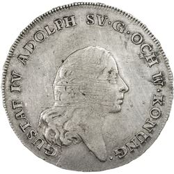 SWEDEN: Gustav IV Adolf, 1792-1809, AR riksdaler, 1796. VF