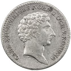 SWEDEN: Carl XIV Johan, 1818-1844, AR 1/6 riksdaler, 1829. VF-EF