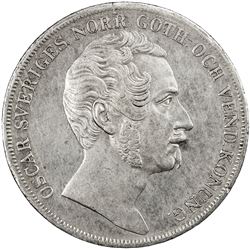 SWEDEN: Oscar I, 1844-1859, AR riksdaler, 1844. VF-EF