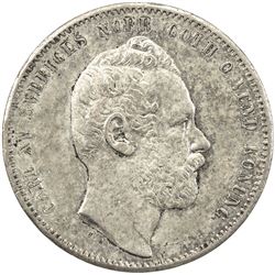 SWEDEN: Carl XV Adolf, 1859-1872, AR riksdaler riksmynt, 1864. VF-EF