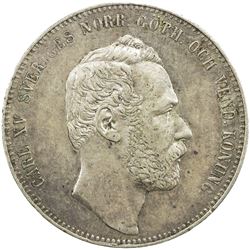 SWEDEN: Carl XV Adolf, 1859-1872, AR riksdaler specie, 1862. EF