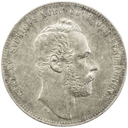 SWEDEN: Carl XV Adolf, 1859-1872, AR riksdaler specie, 1864. EF