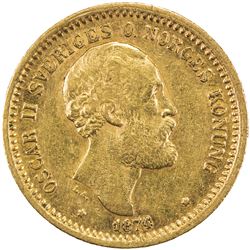 SWEDEN: Oscar II, 1872-1907, AV 10 kronor, 1874/3. EF