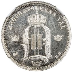 SWEDEN: Oscar II, 1872-1907, AR 50 ore, 1878. NGC PF66