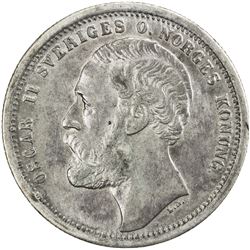 SWEDEN: Oscar II, 1872-1907, AR krona, 1875. EF