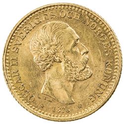 SWEDEN: Oscar II, 1872-1907, AV 10 kronor, 1876. AU