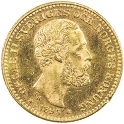 SWEDEN: Oscar II, 1872-1907, AV 10 kronor, 1895. AU