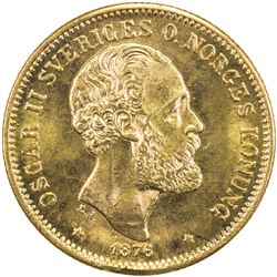 SWEDEN: Oscar II, 1872-1907, AV 20 kronor, 1876. UNC