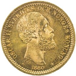 SWEDEN: Oscar II, 1872-1907, AV 20 kronor, 1880. UNC