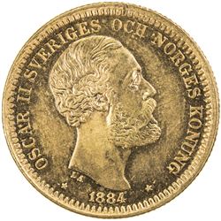 SWEDEN: Oscar II, 1872-1907, AV 20 kronor, 1884. UNC