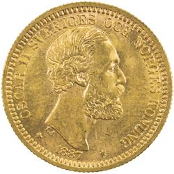 SWEDEN: Oscar II, 1872-1907, AV 20 kronor, 1887. UNC