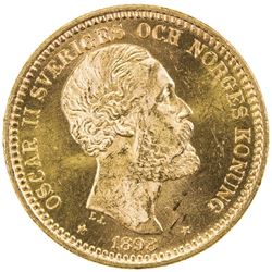 SWEDEN: Oscar II, 1872-1907, AV 20 kronor, 1898. UNC