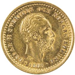 SWEDEN: Oscar II, 1872-1907, AV 5 kronor, 1883. EF-AU