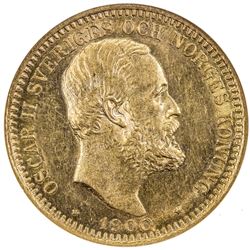 SWEDEN: Oscar II, 1872-1907, AV 20 kronor, 1900. ANACS MS61