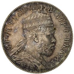 ETHIOPIA: Menelik II, 1889-1913, AR 1/2 birr, EE1889 (1896-7)-A. NGC PF61