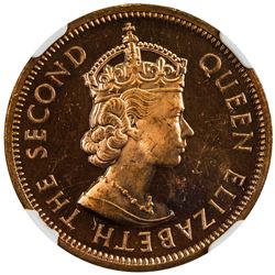MAURITIUS: Victoria, 1952-1968, AE 2 cents, 1962. NGC PF63
