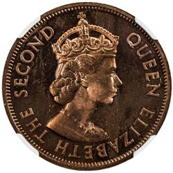MAURITIUS: Victoria, 1952-1968, AE 5 cents, 1960. NGC PF64