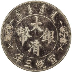 CHINA: Hsuan Tung, 1909-1911, AR dollar, year 3 (1911). VF