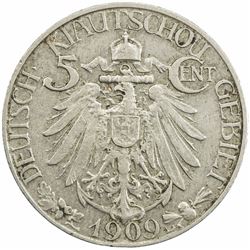 KIAUCHAU: Wilhelm II, 1888-1918, 5 cents, 1909. EF