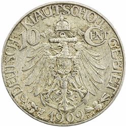 KIAUCHAU: Wilhelm II, 1888-1918, 10 cents, 1909. EF